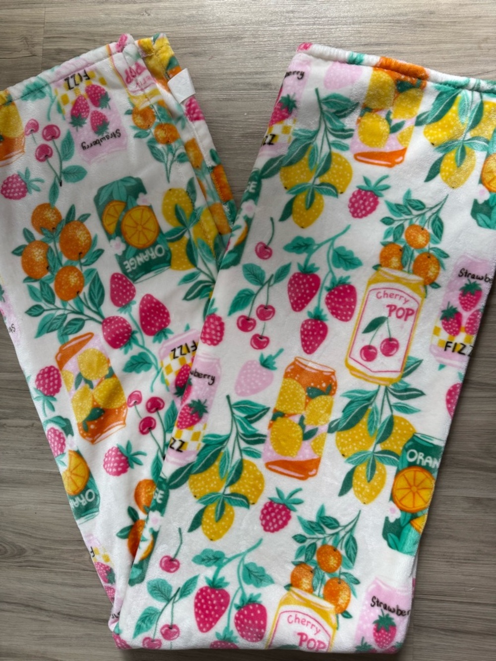Fruit-Print Plush Throw Blanket - Pink, Yellow & Green